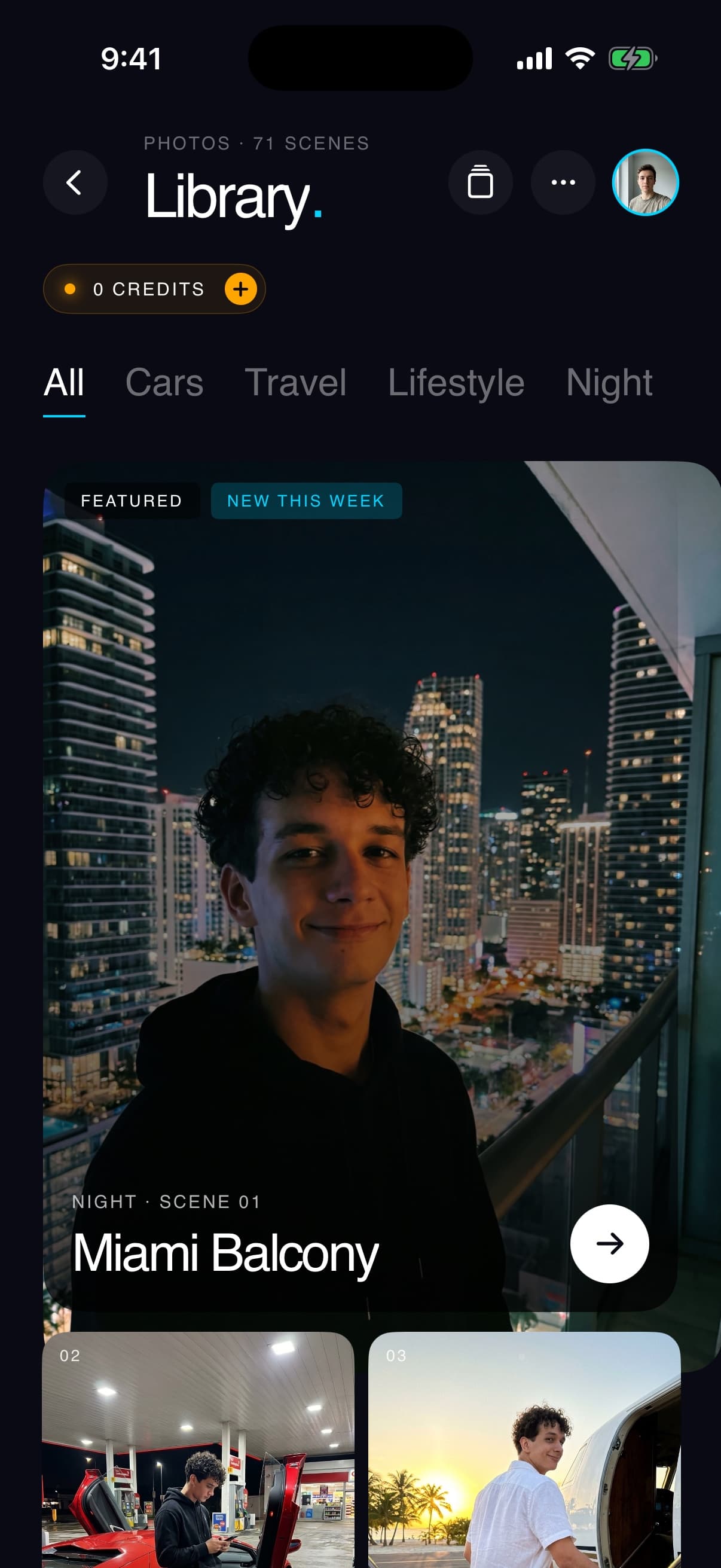 Photos module: the scene grid